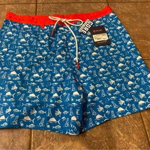 New with Tags HeyBo EBB Tide Men’s Swim Trunks Size Large